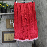 Linea Donatella Womens Lace-Trim Satin Pajama Pants LOS046 Red L