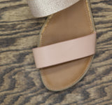 Sun + Stone Two-Strap Easten Slide Sandals 10008571000 Metallic Brown 6.5M