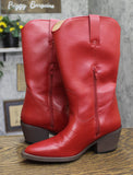 Universal Thread Reed Western Mid-Calf Boots Faux Leather 94822653 Red 7.5M
