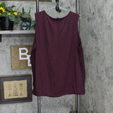 Lane Bryant Ribbed Elastic Bottom Split V-Neck Blouse Shirt Top Purple 26/28