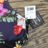 Bar III Womens Printed Twist-Front Shirred Tankini Top Swim Multi Black L