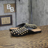 A New Day Womens Channing Studded Slip on Mule Flats Jet Black / Gold 7M