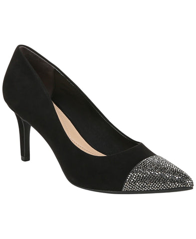 On 34th Womens Jeules Pointed-Toe Slip-On Pumps 10019803700 Black Microsuede 11M