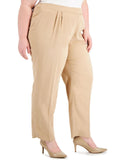 Anne Klein Womens Plus Size Pleated High-Rise Pull-On Pants 10842475