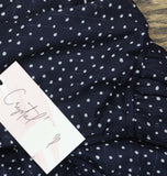 Crystal Doll Printed-Chiffon Short Sleeve Babydoll Dress Navy Blue / White XL