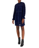 Tahari Asl Womens Lace Mock-Neck Shift Dress 2AM194-T2 Navy Blue 6