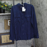 Simkhai Mens Niall Relaxed Button-Front Shirt Long Sleeve Midnight Blue M