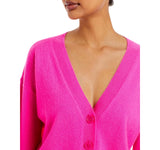Aqua Womens Front Button Cashmere V-Neck Cardigan Sweater V10337 Neon Pink M