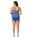 Anne Cole Womens Wrap Tie Tankini Top Swim Bikini 25MT26712 Denim Dot Blue XL