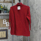 Anne Klein Womens Mock Neck Sweater with Long Sleeve with Buttons Red 2XS