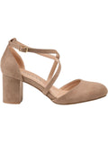Journee Collection Foster Tru Comfort Foam Toe Block Heel Pumps Taupe Brown 6.5M