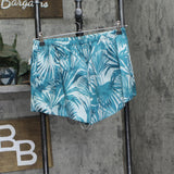 State of Day Womens Crepe De Chine Pajama Sleep Shorts Palm Blue Green S