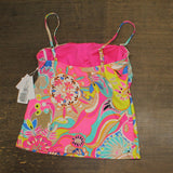 Trina Turk Womens Banded Tankini Venus Swim Top 3313555 Multi Pink 12