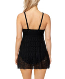 Island Escape Magnolia Underwire Swim Dress Crochet One Piece N760156 Black 6
