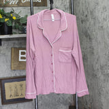 Auden Cozy Ribbed Notch Collar Long Sleeve Pajama Top 94437831 Pink XL