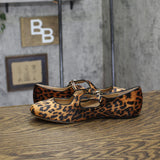 A New Day Tasmin Buckle Strap Flats 94568230 Leopard Brown 8.5M