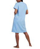 Miss Elaine Womens Embroidered Short Sleeve Robe Nightgown 859834 French Blue L