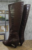 INC International Concepts Mid-Heel Knee High Boots Kitten Heel Brown Croc 8M
