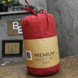 Home Collection 6-Piece Bed Sheet Microfiber Solid Set Burgundy Red King
