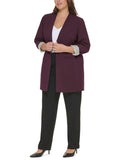 Calvin Klein Plus Size Collarless Open-Front Blazer Jacket Aubergine Purple 22W