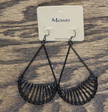 Melody Womens Fashion Dangly Boho Sunburst Teardrop Earrings Black 3.50"