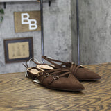 A New Day Womens Twiggy Multi Buckle Mini Heel Flats 94303757 Brown 7M