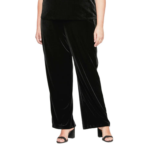 Alex Evenings Velvet Plus Size Full Length Slim Leg Formal Dress Pant Black 2X