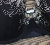 Paramour Womens Aura Embroidered Contour Bra Demi Coverage Black Champagne 40DD