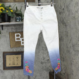 DG2 by Diane Gilman Womens Pull On Faux Button Skinny Jeans White Multi XS