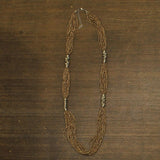Seed Bead Twisted Wire Cluster Necklace Bronze Brown / Silver Gray 36" + 3"