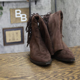 Universal Thread Fringe Western Boots Faux Suede Mid Calf Chocolate Brown 7M