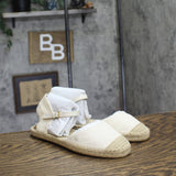 Lauren Ralph Lauren Ankle Strap Flats Sandals Soft White / Natural Brown 7.5B