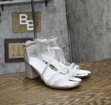 Journee Collection Womens Glittery Bella Strap Heels BELLA Silver Gray 8M