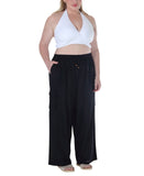 Raviya Womens Plus Size High Rise Pull-On Cover Up Cargo Pants 76748X Black 2X