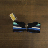 Michael Michael Kors Womens Striped Bandeau Bikini Top Swim Black Multi S