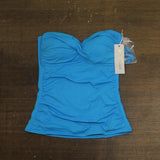 Anne Cole Womens Live in Color Twist Front Bandeaukini Swim Top Ocean Blue M