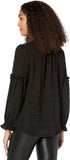 Tommy Hilfiger Keyhole Blouse with Ruffle Blouse Party Puckered Plaid / Black S