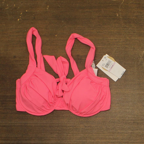 Becca Womens Shirred Underwire Bikini Top Swim 853557 Coral Reef Pink D