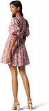 Joie Womens Lucia Dress Tie Front Puff Sleeve Dress Pink Floral Multi 2
