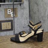 Naturalizer Bristol Ankle Strap Chunky Block Heel Dress Sandal Black Smooth 9