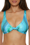 Becca Womens Knot-Front Adjustable Bikini Top Swim Pool Lagoon Blue Multi M