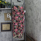 Siena Floral Embroidered Mesh Scalloped Hem Bodycon Midi Dress Black / Multi 4