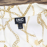 INC International Concepts Chain-Print Pajama Set Woven Celia Chain White L