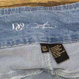 DG2 by Diane Gilman Womens Denim Frayed Denim Bermuda Shorts Light Blue 2X