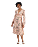 Tinsel Juniors V-Neck Scallop Lace-Trim Floral print Midi Dress Pink Multi M