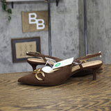 A New Day Womens Tabitha Oversized Chain Sling Back Heels 94305251 Brown 10M