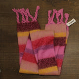 Steve Madden Varsity Striped Fringe Wrap Scarf Oversized Fuzzy Pink Multi