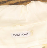 Calvin Klein Womens Rolled Hem Lined Linen Blend Trouser Pants White 14