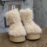 A New Day Faux Fur Platform Booties Fuzzy Brown 7M