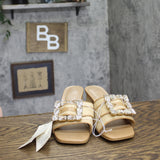 A New Day Womens Kathleen Raffia Buckle Block Heels 92611276 Beige Brown 6.5M